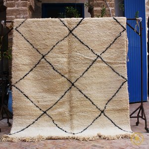 Beni Ourain Rug , white and black rug , wool rug , handmade rug , cream rug , moroccan rug , berber rug