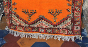 204 x 105 Moroccan Berber carpet / yellow carpet / traditional rug / living room rug / bathroom rug / taznakht rug / Moroccan kilim rug